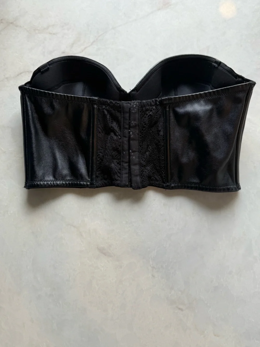 Victoria’s Secret Faux Leather Strapless Bustier - Black 36 C - Picture 2 of 5